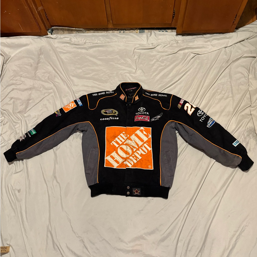 Nascar Racing Joey Logano Jacket Patched Up Joe Gibbs Racing Awesome Size M